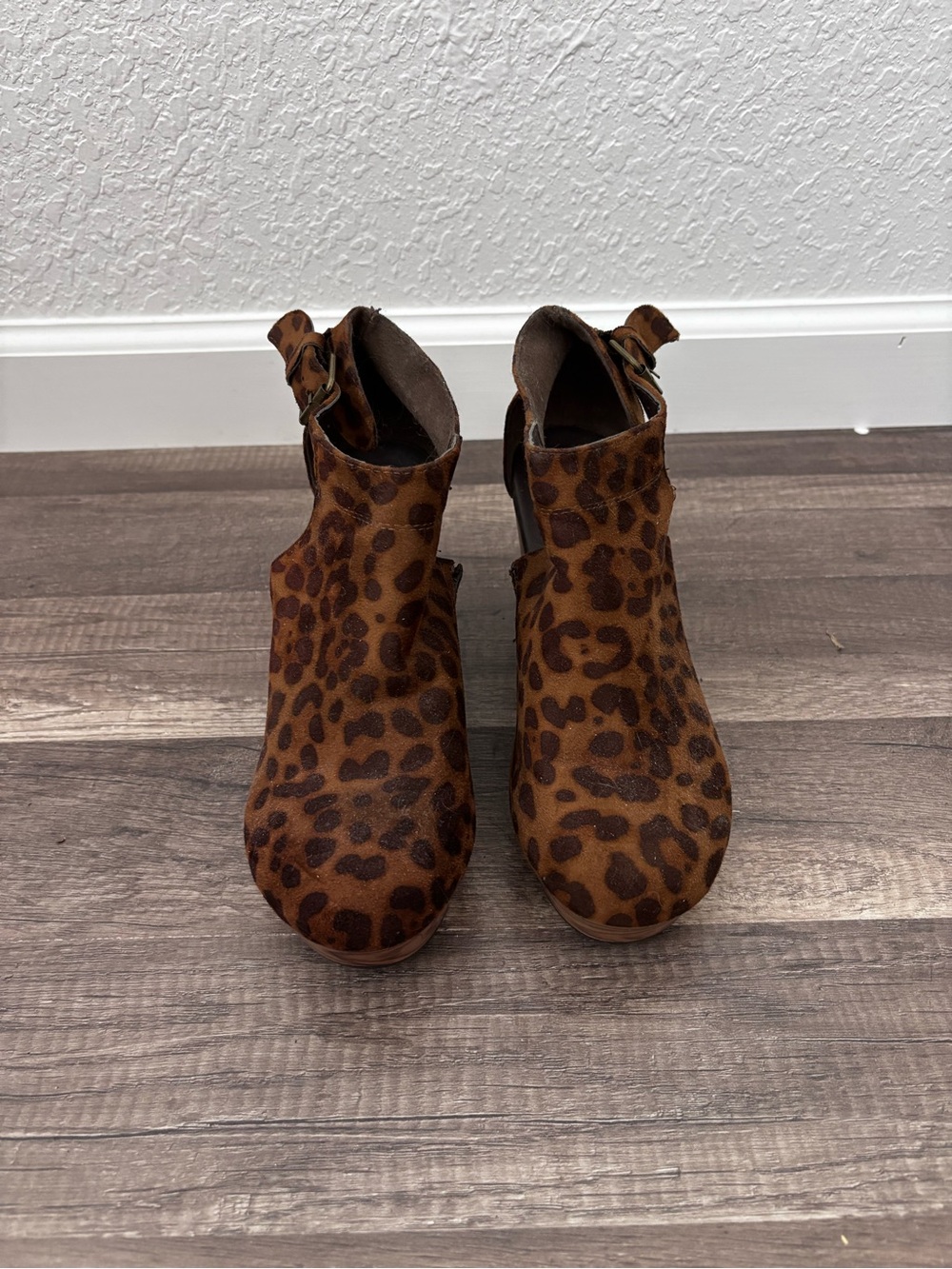 Pierre Dumas Leopard Print Wedge Ankle Booties - Brown